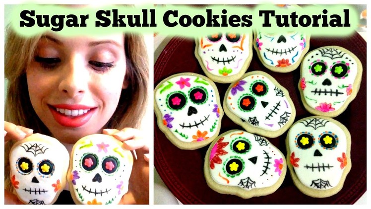 Sugar Skull Cookies Tutorial - Easy Halloween.Day of the Dead DIY