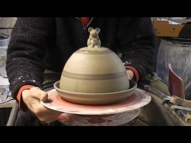 Throwing Making a Pottery Cheese Bell & Plate on the Wheel