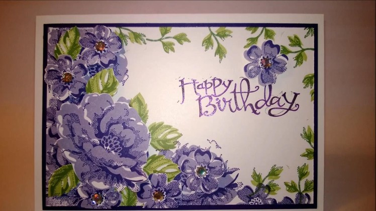 Birthday Card - Stippled Blossoms