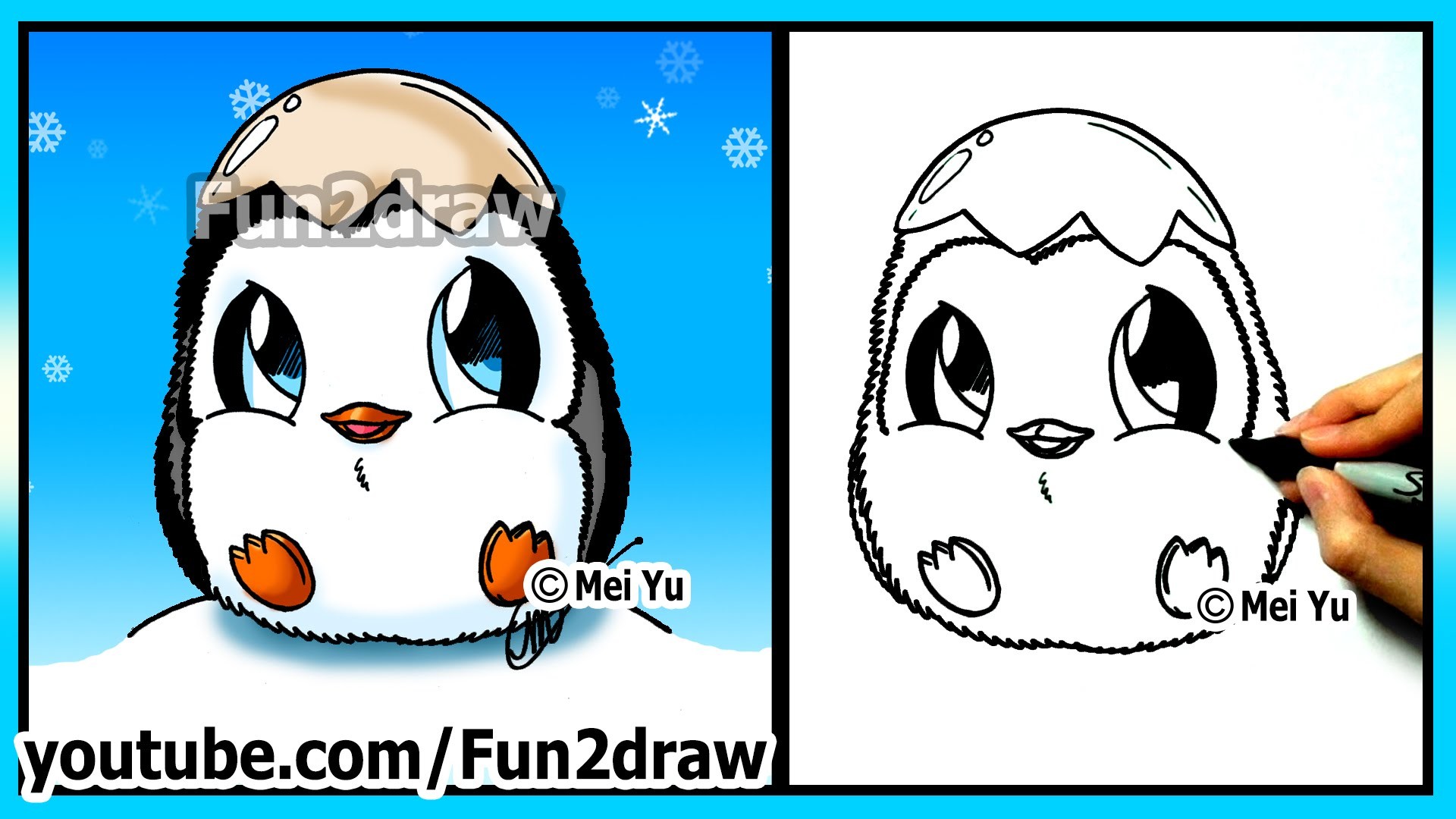 How to Draw for Kids Super CUTE Baby Penguin Fun2draw