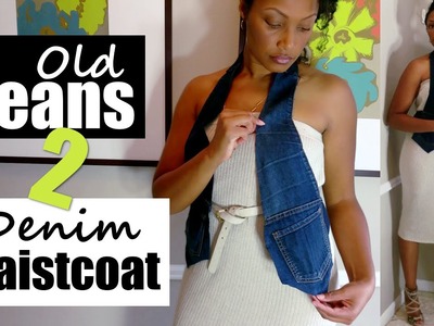 How To Turn Old Jeans into a Denim Waistcoat Vest (No Sew) + Summer to Fall Lookbook | Blueprint DIY