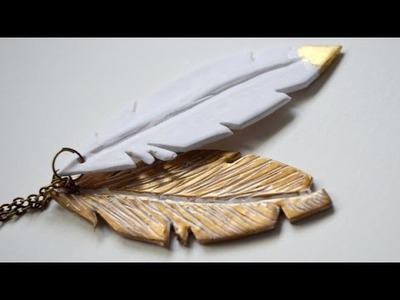 Polymer clay feather pendant