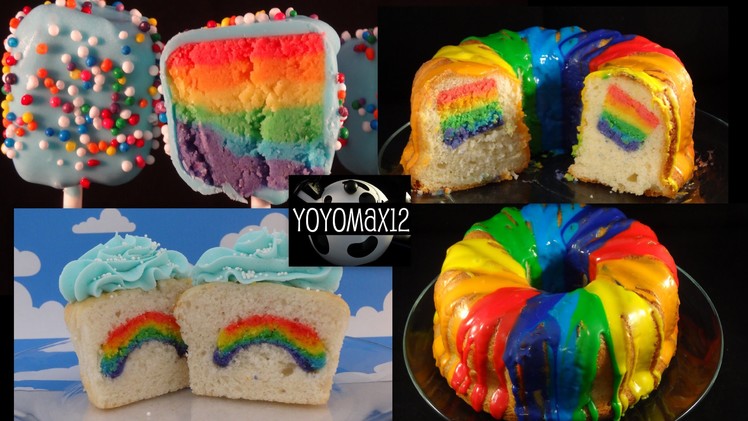 Rainbow Inside Cakes! Poundcake, Cupcakes, Cakepops -with yoyomax12