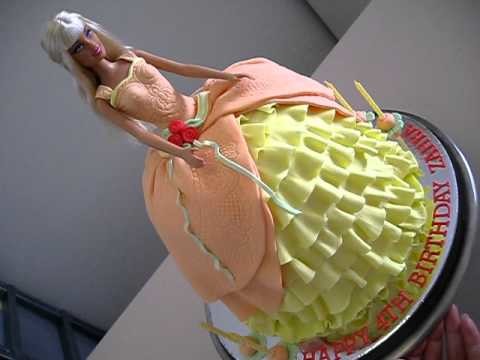 Barbie Princess Doll Cake (Orange & Yellow Colour)- for how to make my doll cakes go to my channel)