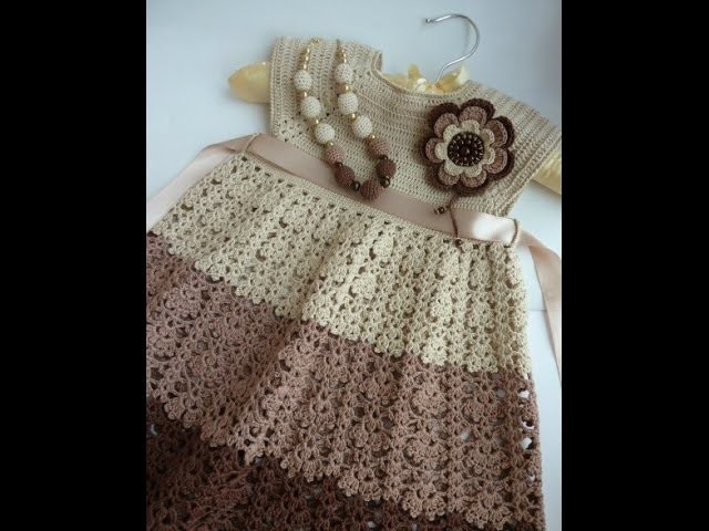 Crochet dress| How to crochet an easy shell stitch baby. girl's dress for beginners 6