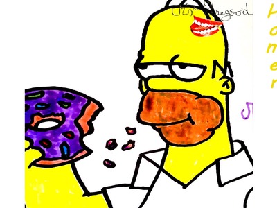 DIY How to draw easy stuff but cool on paper: draw Homer Simpson Eating a donut EASY | SPEED ART