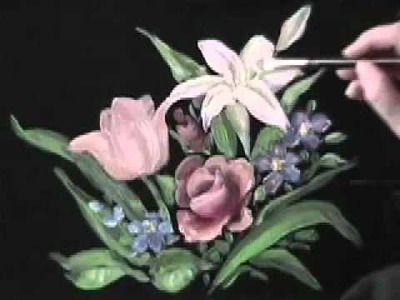 How to Paint a Roses and other flowers with a Rosebud Brush by Marjorie Harris Clark