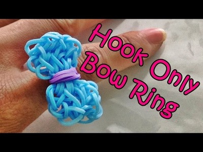 Rainbow Loom Bow Charm. Ring using only the hook and Loom Bands