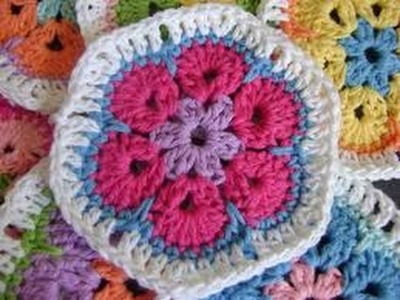 African Flower hexagon blanket Crochet in Tamil