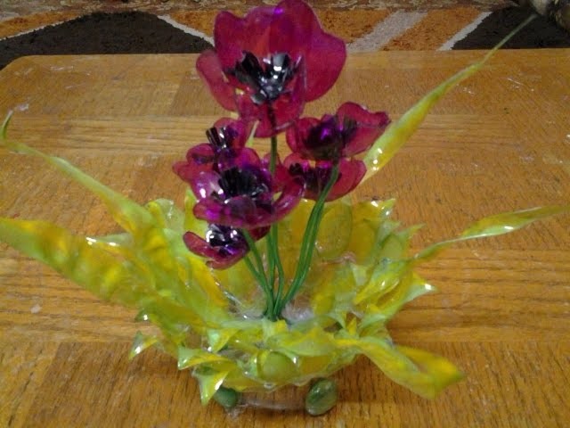 Best Out Of Waste Plastic bottles transformed to Lovely Poppy flowers Showpiece