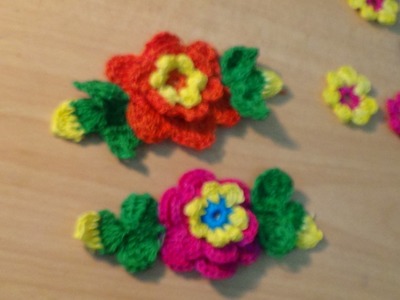 CROCHET FLOWER WITH LEAVES PART-2