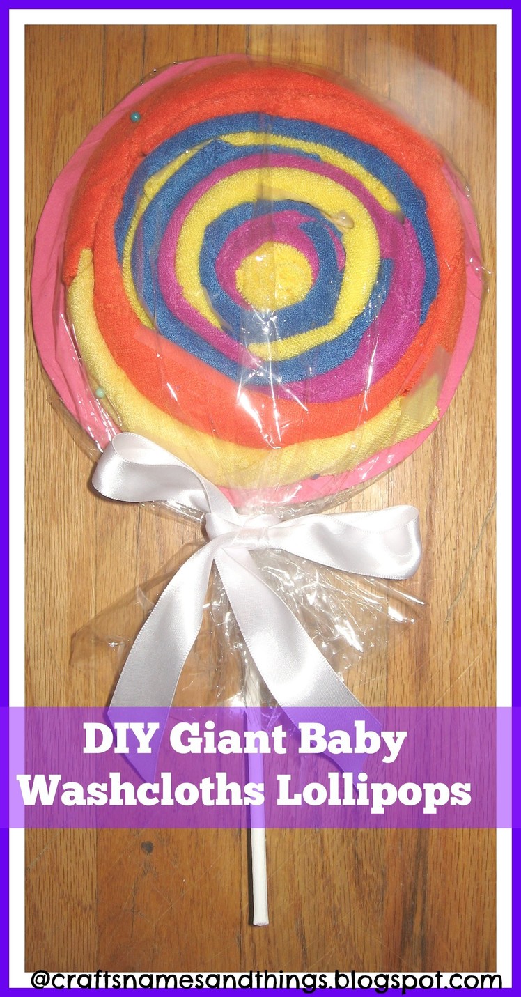 DIY Giant Baby Washcloths Lollipops. How to make baby washcloths. Handmade Baby Gifts tutorial
