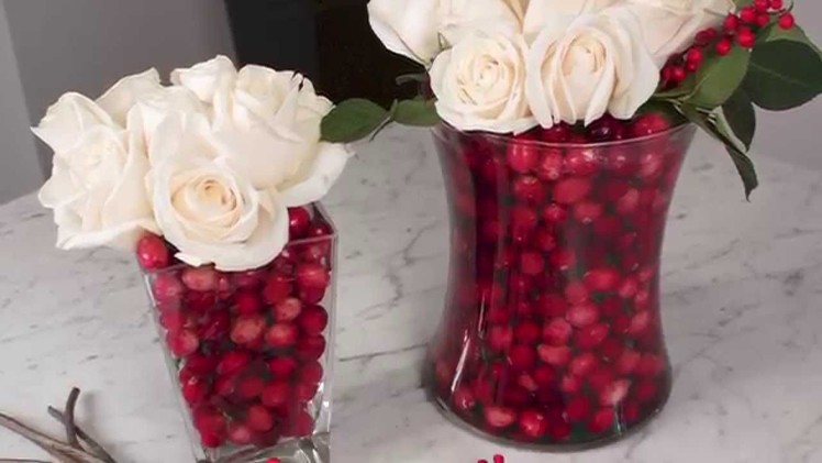 DIY Holiday Floral Arrangement with Cranberries