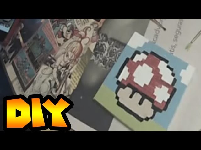 DIY | Super Mario Mushroom pixel painting, 8 bit, square painting