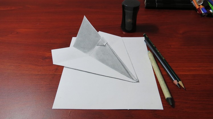 How to Draw a 3D Paper Airplane | Realistic Drawing