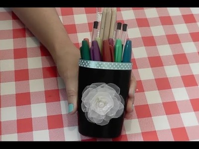 Make Pencil Cup with Shampoo Bottle. DIY.