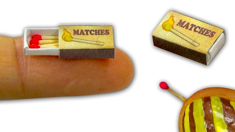 Miniature doll matchbox and tiny matches tutorial - Dollhouse DIY