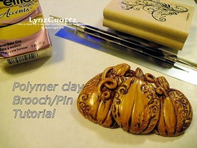 Polymer Clay Pumpkin Brooch.Pin tutorial