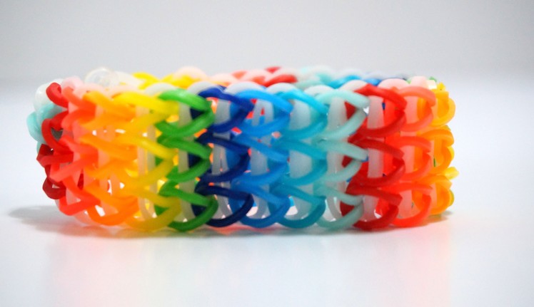 Triple Single Rainbow Loom Bracelet without Loom with 2 fork How to make Bracelet