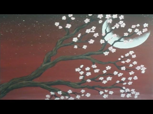 Acrylic Painting on Canvas : Cherry Blossom Moon : Demonstration