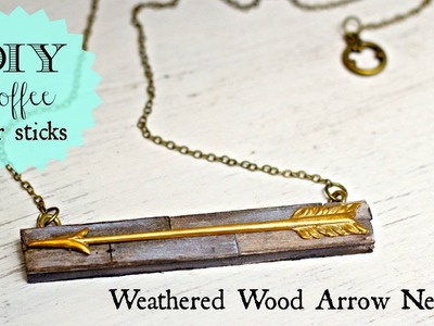 DIY coffee stir stick necklace, weathered wood paint finish + weight loss tips