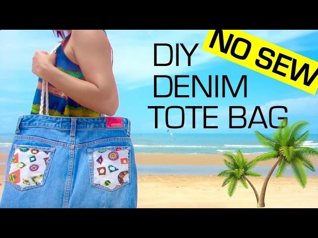 DIY No-sew Recycled Denim Tote Bag  | DIY Beach Bag