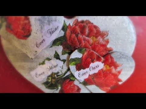 DIY Valentines day Decoupage on Wooden heart Ever Thine  Immortal Beloved