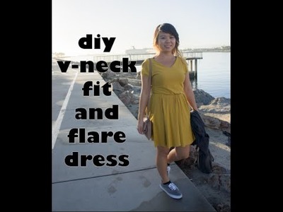 DIY Yellow Fit and Flare V Neck Dress