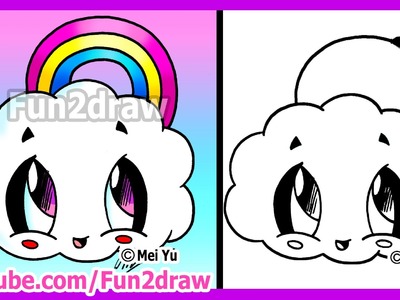 How to Draw Cartoons - Rainbow Cloud - Fun2draw Cute Easy Things