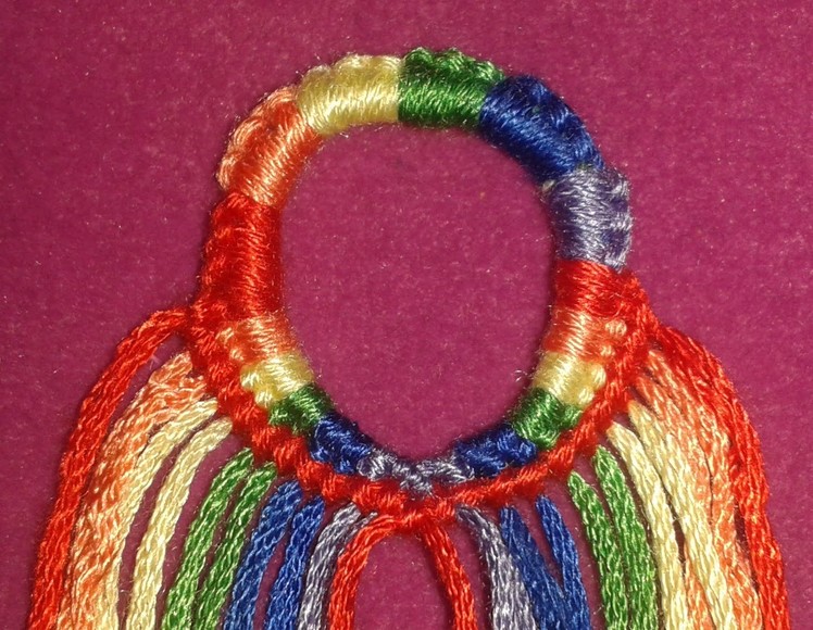 How to make a multi coloured stripe loop fastening for macrame.friendship bracelet