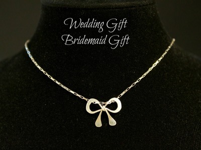 How to make your own wedding gifts bridemaids gifts parties gifts - sweet silver bow necklaces