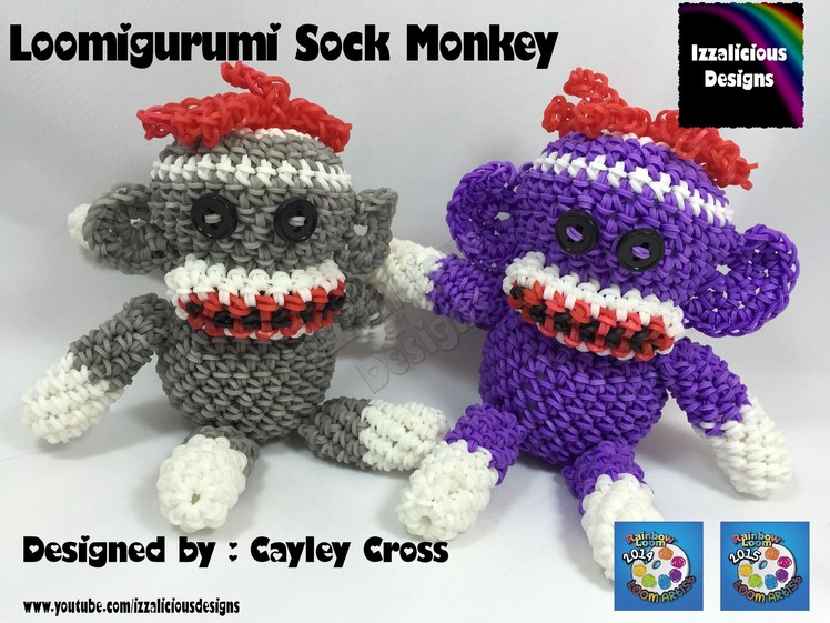 Loomigurumi Sock Monkey - hook only - amigurumi with Rainbow Loom Bands