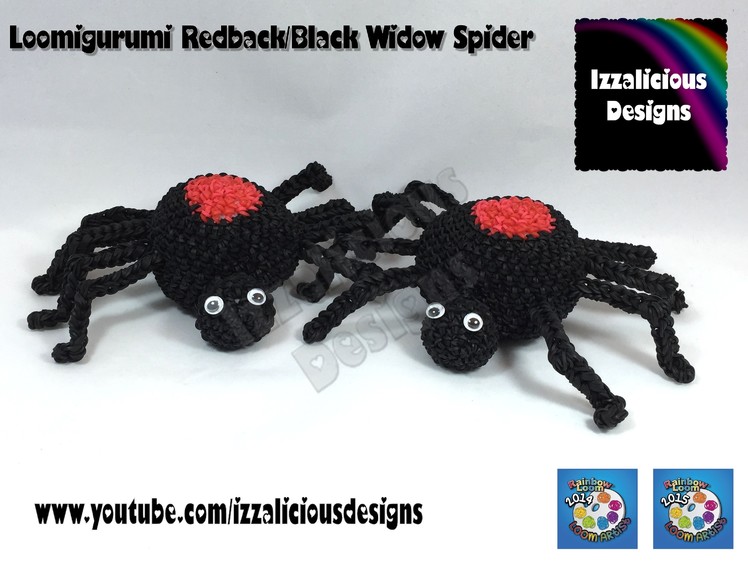 Loomigurumi Spider | Black Widow for Halloween - hook only - amigurumi with Rainbow Loom Bands