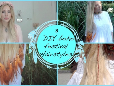 3 DIY Hairstyles ❤️|Feather Extensions, Summer Hair Wrap and Dainty Flower Crown