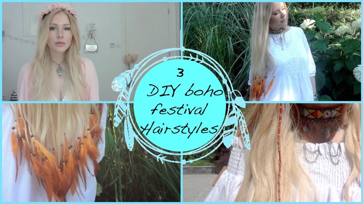 3 DIY Hairstyles ❤️|Feather Extensions, Summer Hair Wrap and Dainty Flower Crown