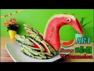 Art In Watermelon Swan | Food Carving Bird Garnish | Fruit Decoration