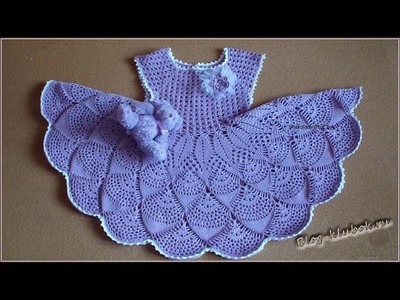 Crochet dress| How to crochet an easy shell stitch baby. girl's dress for beginners 16