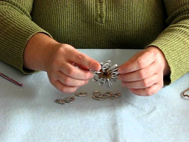 How To Crocet Pop Tabs Into a Layered Circle Design Like Used In My Stuffed Owl