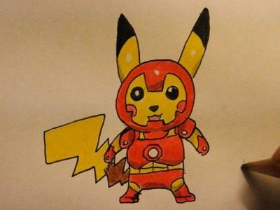 How To Draw Pickachu Step By Step Iron Man Style|Easy|For Beginners|On Paper
