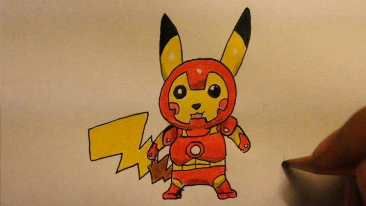 How To Draw Pickachu Step By Step Iron Man Style|Easy|For Beginners|On Paper