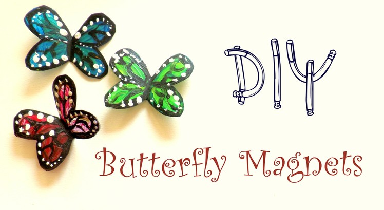 How to Make Plastic Bottle Butterfly Magnets | Cute Home Decor Idea | by Fluffy Hedgehog