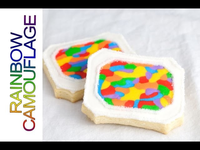 RAINBOW CAMOUFLAGE COOKIES, DECORATING WITH ROYAL ICING
