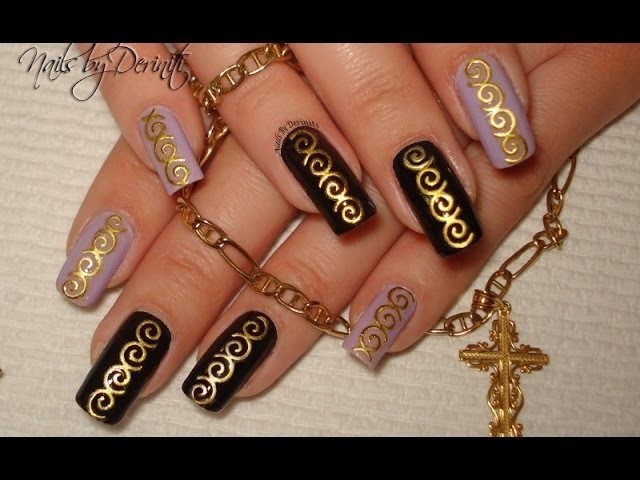Super Easy Stylish & Quick DIY Nail Art Design with BPS 3D Gold Embossed Nail Art Stickers