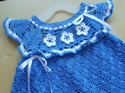 Crochet baby dress| How to crochet an easy shell stitch baby. girl's dress for beginners 187