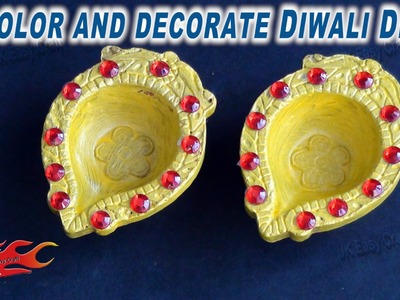 DIY Diwali Diya Decoration|How to color and decorate |JK Easy Craft 055