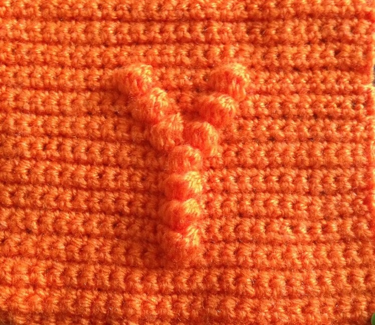 How to crochet a square with bobble stitch chart letter Y