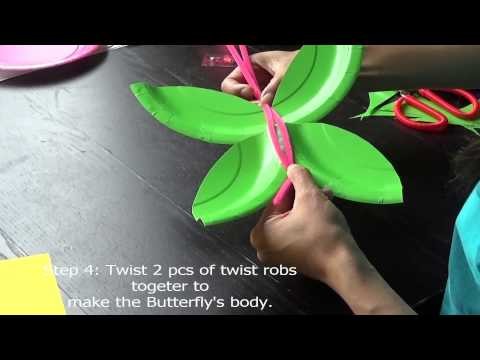 DIY Paper Plate Craft -- Butterfly (Free Pattern Avaliable)