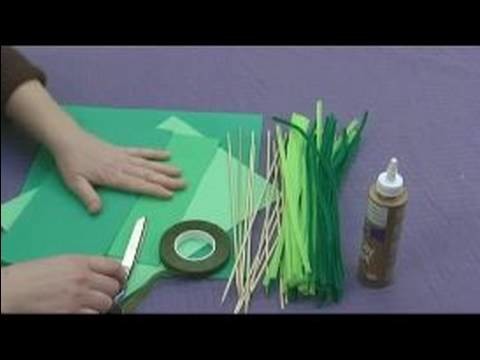 Foam Flower Crafts for Kids : Cutting Leaves for Flower Kids' Crafts