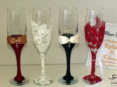 Lace Handmade Wedding Glasses - Luxury Collection