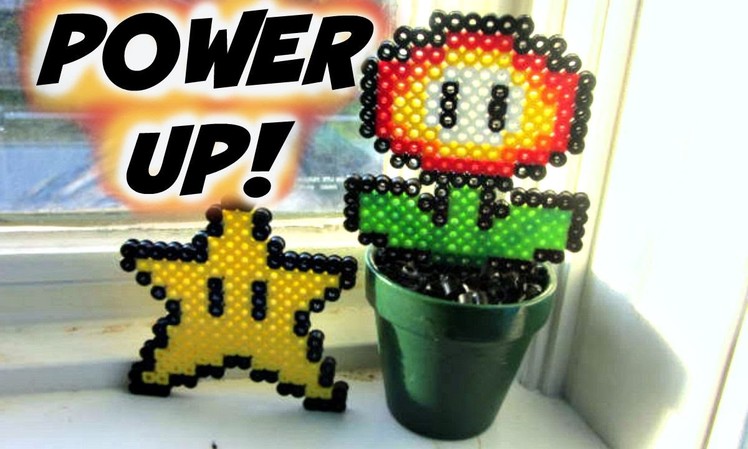 Mario Power Up Perler Bead Sprites: Super Star & Fire Flower